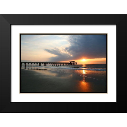 Sunrise on Tybee Island Beach-Georgia-USA Black Modern Wood Framed Art Print with Double Matting by Miller, Anna
