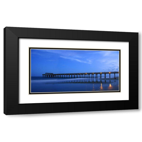 Moonlit Beach with Pier-Tybee Island-Georgia-USA Black Modern Wood Framed Art Print with Double Matting by Miller, Anna