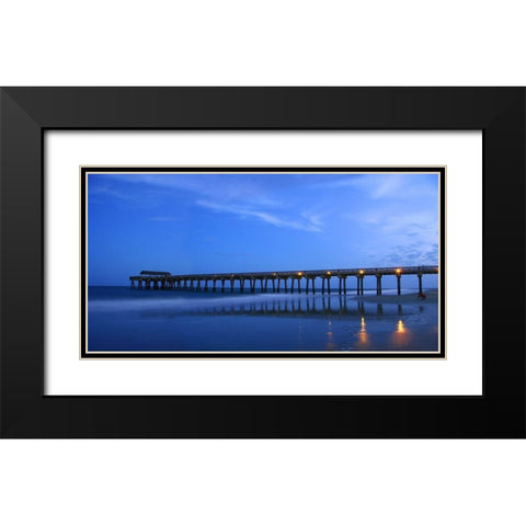 Moonlit Beach with Pier-Tybee Island-Georgia-USA Black Modern Wood Framed Art Print with Double Matting by Miller, Anna