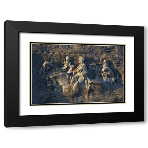 GA, Atlanta Carving on Stone Mountain Black Modern Wood Framed Art Print with Double Matting by Flaherty, Dennis