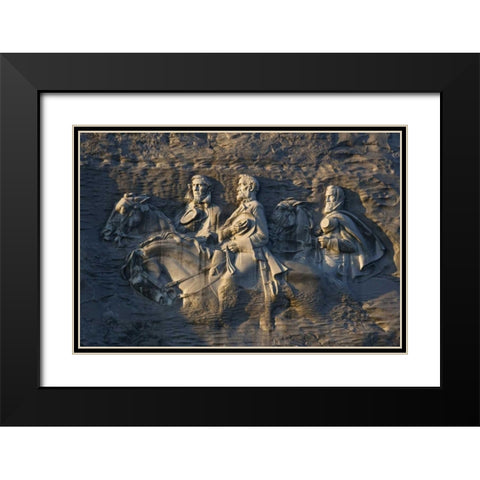 GA, Atlanta Carving on Stone Mountain Black Modern Wood Framed Art Print with Double Matting by Flaherty, Dennis