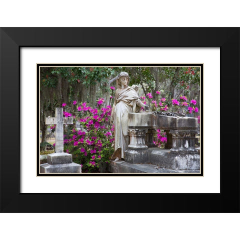 Georgia-Savannah-Bonaventure Cemetery in the spring with azaleas in bloom Black Modern Wood Framed Art Print with Double Matting by Wells, Joanne