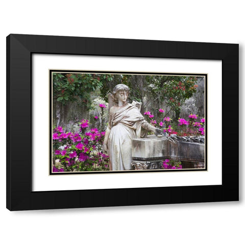 Georgia-Savannah-Bonaventure Cemetery in the spring with azaleas in bloom Black Modern Wood Framed Art Print with Double Matting by Wells, Joanne