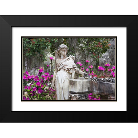 Georgia-Savannah-Bonaventure Cemetery in the spring with azaleas in bloom Black Modern Wood Framed Art Print with Double Matting by Wells, Joanne