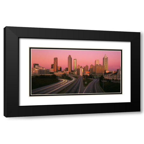 Atlanta Georgia skyline at sunrise Black Modern Wood Framed Art Print with Double Matting by SMO