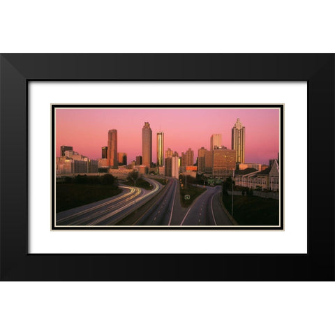 Atlanta Georgia skyline at sunrise Black Modern Wood Framed Art Print with Double Matting by SMO