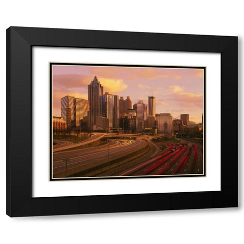 Atlanta Georgia skyline at dusk Black Modern Wood Framed Art Print with Double Matting by SMO