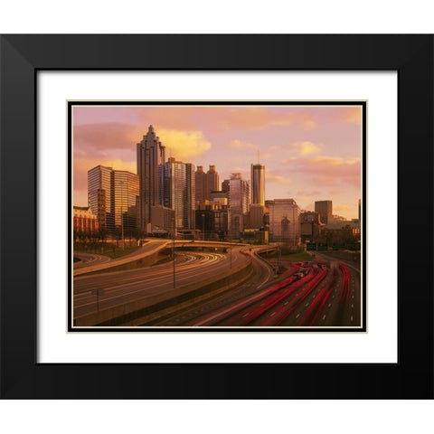 Atlanta Georgia skyline at dusk Black Modern Wood Framed Art Print with Double Matting by SMO