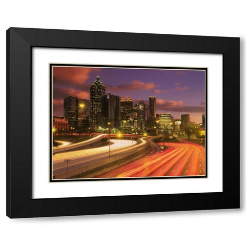 Atlanta-Georgia skyline at dusk Black Modern Wood Framed Art Print with Double Matting by SMO
