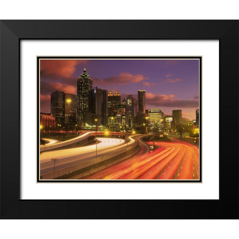 Atlanta-Georgia skyline at dusk Black Modern Wood Framed Art Print with Double Matting by SMO
