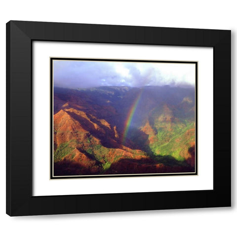 USA, Hawaii, Kauai A rainbow over Waimea Canyon Black Modern Wood Framed Art Print with Double Matting by Talbot Frank, Christopher