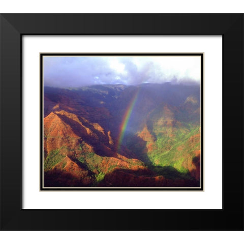 USA, Hawaii, Kauai A rainbow over Waimea Canyon Black Modern Wood Framed Art Print with Double Matting by Talbot Frank, Christopher
