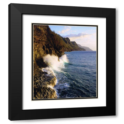 Hawaii, Kauai Waves on the Na Pali Coast Black Modern Wood Framed Art Print with Double Matting by Talbot Frank, Christopher