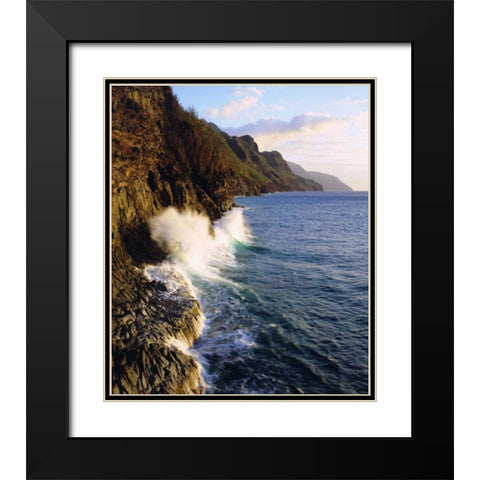 Hawaii, Kauai Waves on the Na Pali Coast Black Modern Wood Framed Art Print with Double Matting by Talbot Frank, Christopher