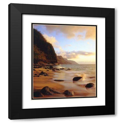 Hawaii, Kauai Waves on the Na Pali Coast Black Modern Wood Framed Art Print with Double Matting by Talbot Frank, Christopher