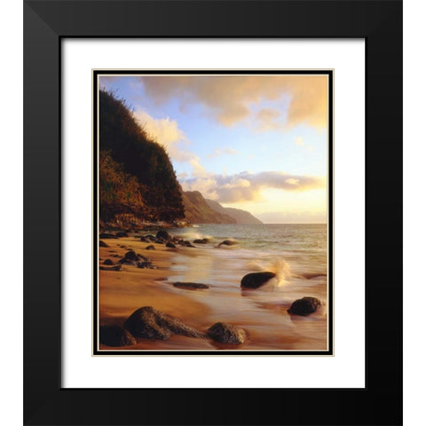 Hawaii, Kauai Waves on the Na Pali Coast Black Modern Wood Framed Art Print with Double Matting by Talbot Frank, Christopher