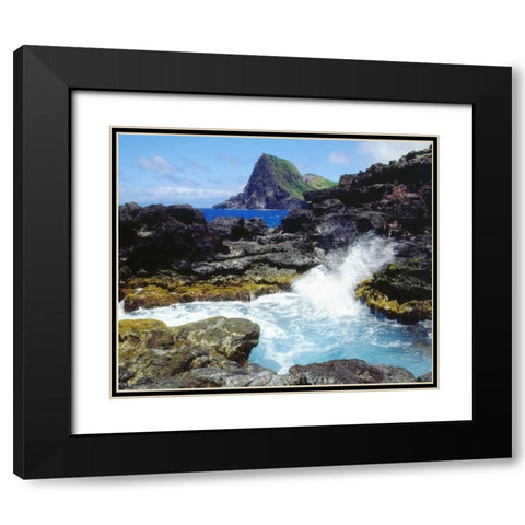 Hawaii, Maui Waves breaking on the coast Black Modern Wood Framed Art Print with Double Matting by Talbot Frank, Christopher