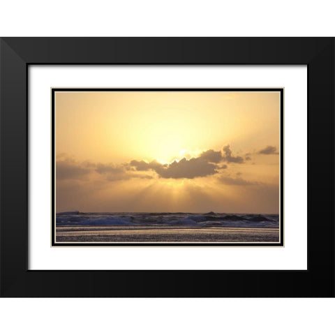 USA, Hawaii, Kauai God rays over beach at sunset Black Modern Wood Framed Art Print with Double Matting by Flaherty, Dennis