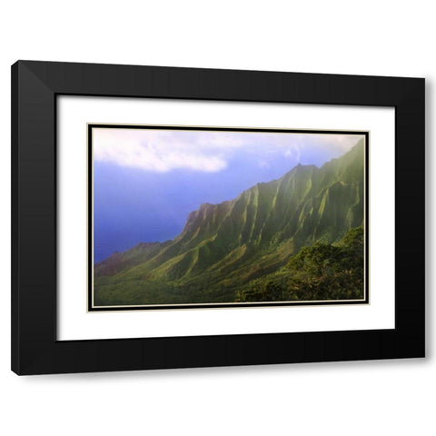 HI, Kauai Landscape of the Na Pali Coast Black Modern Wood Framed Art Print with Double Matting by Flaherty, Dennis