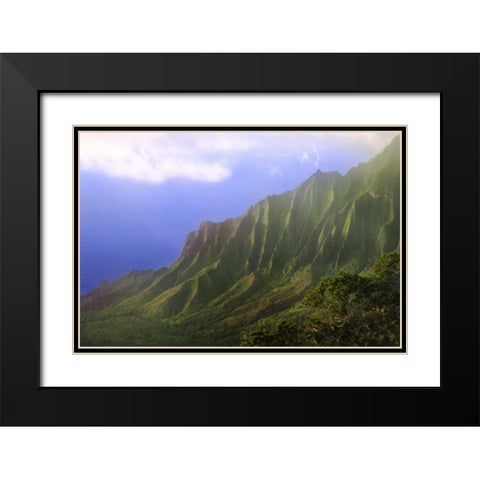 HI, Kauai Landscape of the Na Pali Coast Black Modern Wood Framed Art Print with Double Matting by Flaherty, Dennis