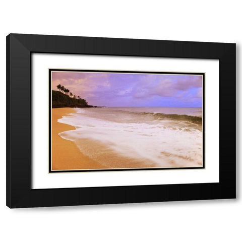 USA, Hawaii, Kauai Morning on Secret Beach Black Modern Wood Framed Art Print with Double Matting by Flaherty, Dennis