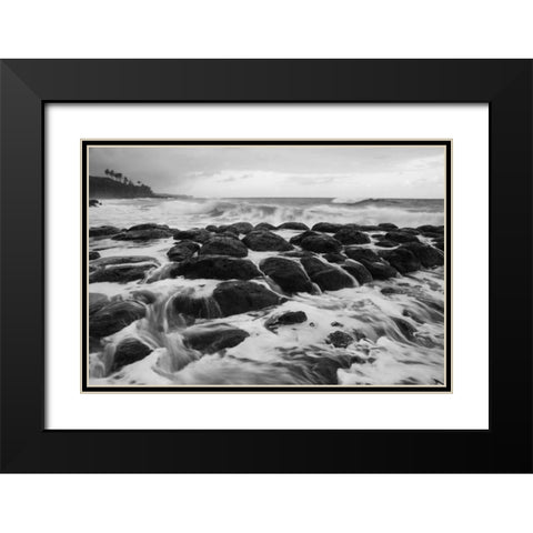 USA, Hawaii, Kauai Rocky beach Black Modern Wood Framed Art Print with Double Matting by Flaherty, Dennis