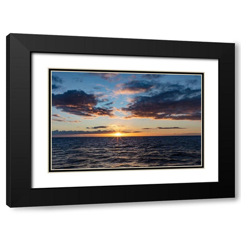 Sunset over the Pacific Ocean from tour boat in Kauai-Hawaii-USA Black Modern Wood Framed Art Print with Double Matting by Haney, Chuck