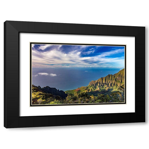 The Napali Coast Wilderness at Kokee State Park in Kauai-Hawaii-USA Black Modern Wood Framed Art Print with Double Matting by Haney, Chuck