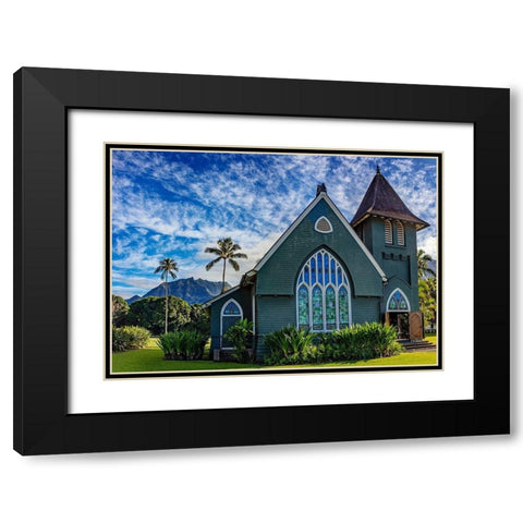 Historic Waioli Huiia Church in Hanalei in Kauai-Hawaii-USA Black Modern Wood Framed Art Print with Double Matting by Haney, Chuck