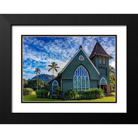 Historic Waioli Huiia Church in Hanalei in Kauai-Hawaii-USA Black Modern Wood Framed Art Print with Double Matting by Haney, Chuck