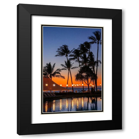 Sunset reflected in resort pool-Maui-Hawaii-USA Black Modern Wood Framed Art Print with Double Matting by Engelbrecht, Jim