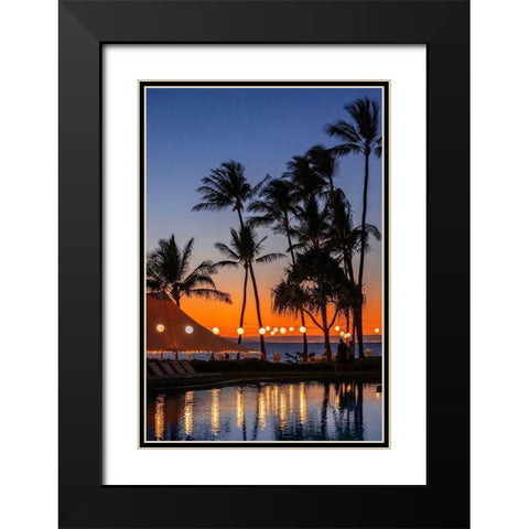 Sunset reflected in resort pool-Maui-Hawaii-USA Black Modern Wood Framed Art Print with Double Matting by Engelbrecht, Jim