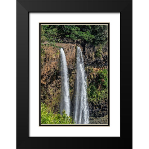 Wailua Falls-Kauai-Hawaii-USA Black Modern Wood Framed Art Print with Double Matting by Engelbrecht, Jim