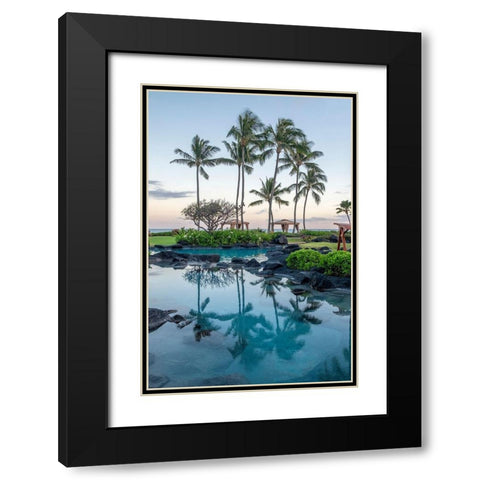 Oceanfront resort-landscape-Kauai-Hawaii-USA Black Modern Wood Framed Art Print with Double Matting by Engelbrecht, Lisa S.
