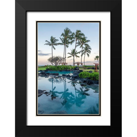 Oceanfront resort-landscape-Kauai-Hawaii-USA Black Modern Wood Framed Art Print with Double Matting by Engelbrecht, Lisa S.