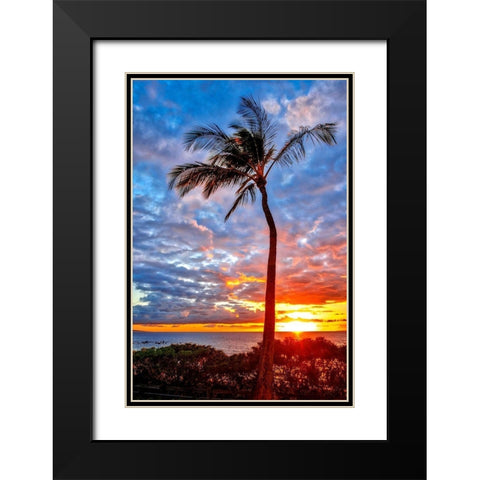 Sunset on Wailea Beach-Maui-Hawaii-USA Black Modern Wood Framed Art Print with Double Matting by Engelbrecht, Lisa S.