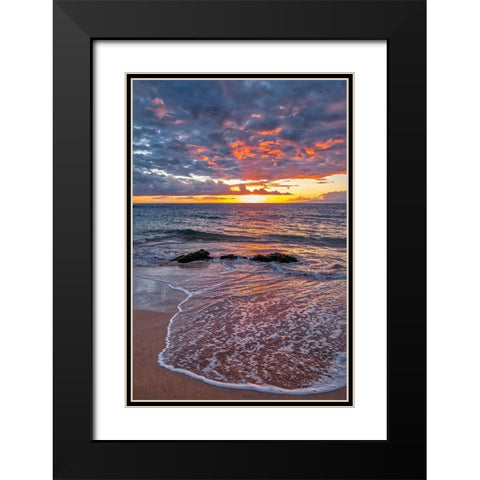 Sunset on Wailea Beach-Maui-Hawaii-USA Black Modern Wood Framed Art Print with Double Matting by Engelbrecht, Lisa S.