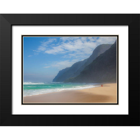 Hawaii-Kauai-Polihale State Park walking along the beach Black Modern Wood Framed Art Print with Double Matting by Gulin, Sylvia