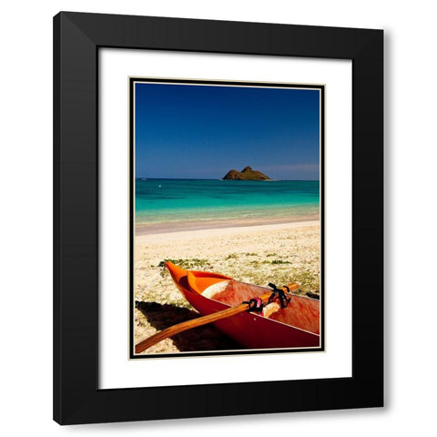 Hawaii-Oahu-Lanikai Beach with tropical blue water and islands off shore Black Modern Wood Framed Art Print with Double Matting by Gulin, Sylvia