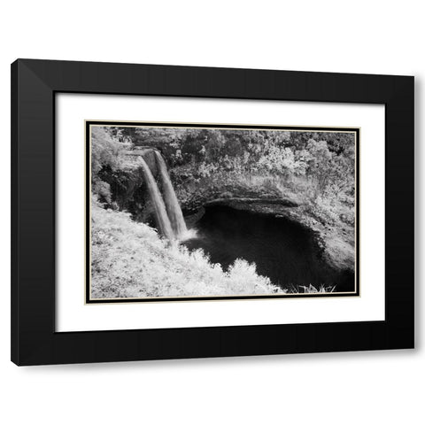USA-Hawaii-Kauai-Infrared Island of Wailua Falls Kauai-HI, Black Modern Wood Framed Art Print with Double Matting by Eggers, Terry
