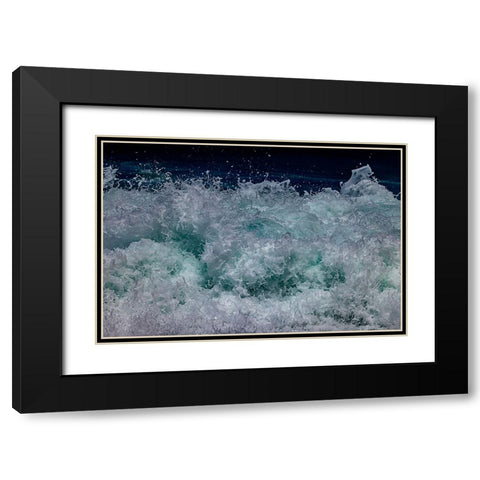 Waves foaming and bubbling when they hammer the sandy beach at Sunset Beach Black Modern Wood Framed Art Print with Double Matting by Norring, Tom