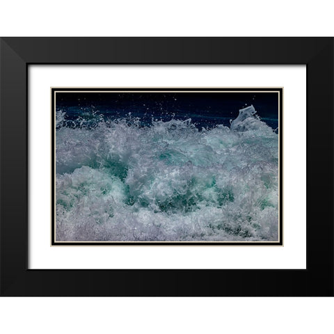 Waves foaming and bubbling when they hammer the sandy beach at Sunset Beach Black Modern Wood Framed Art Print with Double Matting by Norring, Tom