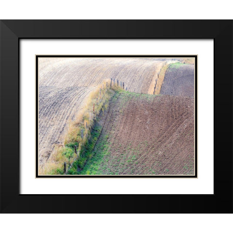 Idaho-fence line and rolling hills near Cottonwood Highway 95 Black Modern Wood Framed Art Print with Double Matting by Gulin, Sylvia