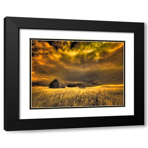 USA-Idaho-Liberty-Infrared of old cabin near Liberty Black Modern Wood Framed Art Print with Double Matting by Eggers, Terry
