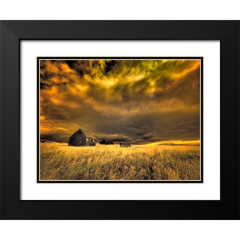 USA-Idaho-Liberty-Infrared of old cabin near Liberty Black Modern Wood Framed Art Print with Double Matting by Eggers, Terry