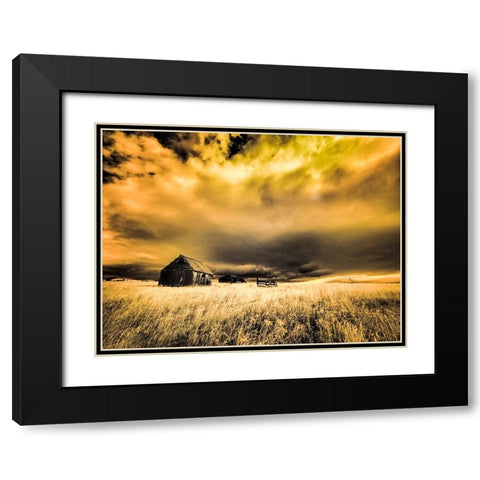 USA-Idaho-Liberty-Infrared of old cabin near Liberty Black Modern Wood Framed Art Print with Double Matting by Eggers, Terry