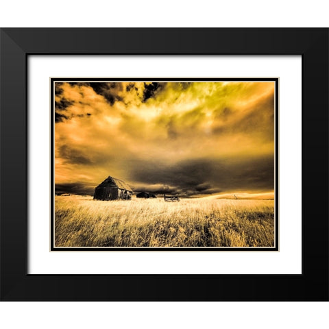 USA-Idaho-Liberty-Infrared of old cabin near Liberty Black Modern Wood Framed Art Print with Double Matting by Eggers, Terry