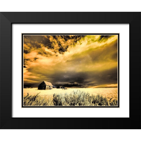 USA-Idaho-Liberty-Infrared of old cabin near Liberty Black Modern Wood Framed Art Print with Double Matting by Eggers, Terry