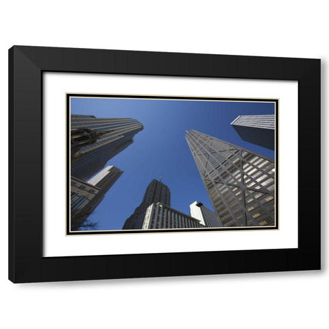 IL, Chicago The Hancock Building and skyscrapers Black Modern Wood Framed Art Print with Double Matting by Flaherty, Dennis