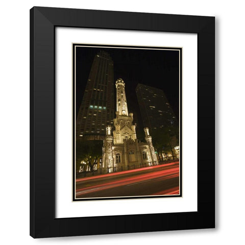 Illinois, Chicago Water Tower on Michigan Avenue Black Modern Wood Framed Art Print with Double Matting by Flaherty, Dennis